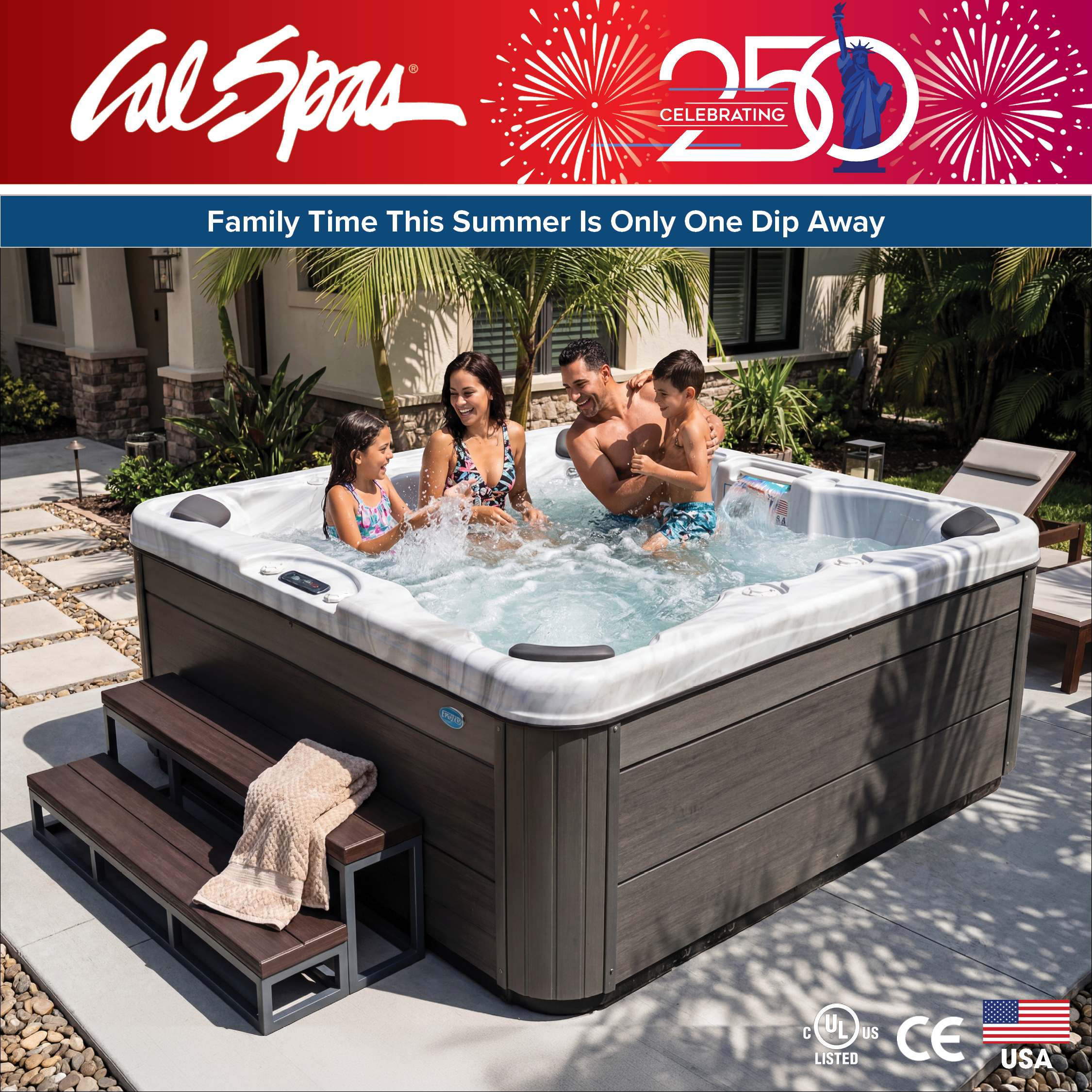 Calspas hot tub being used in a family setting - Kenosha